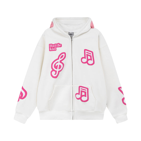 Lacezy - Music Print Hoodie- Streetwear Fashion - lacezy.com