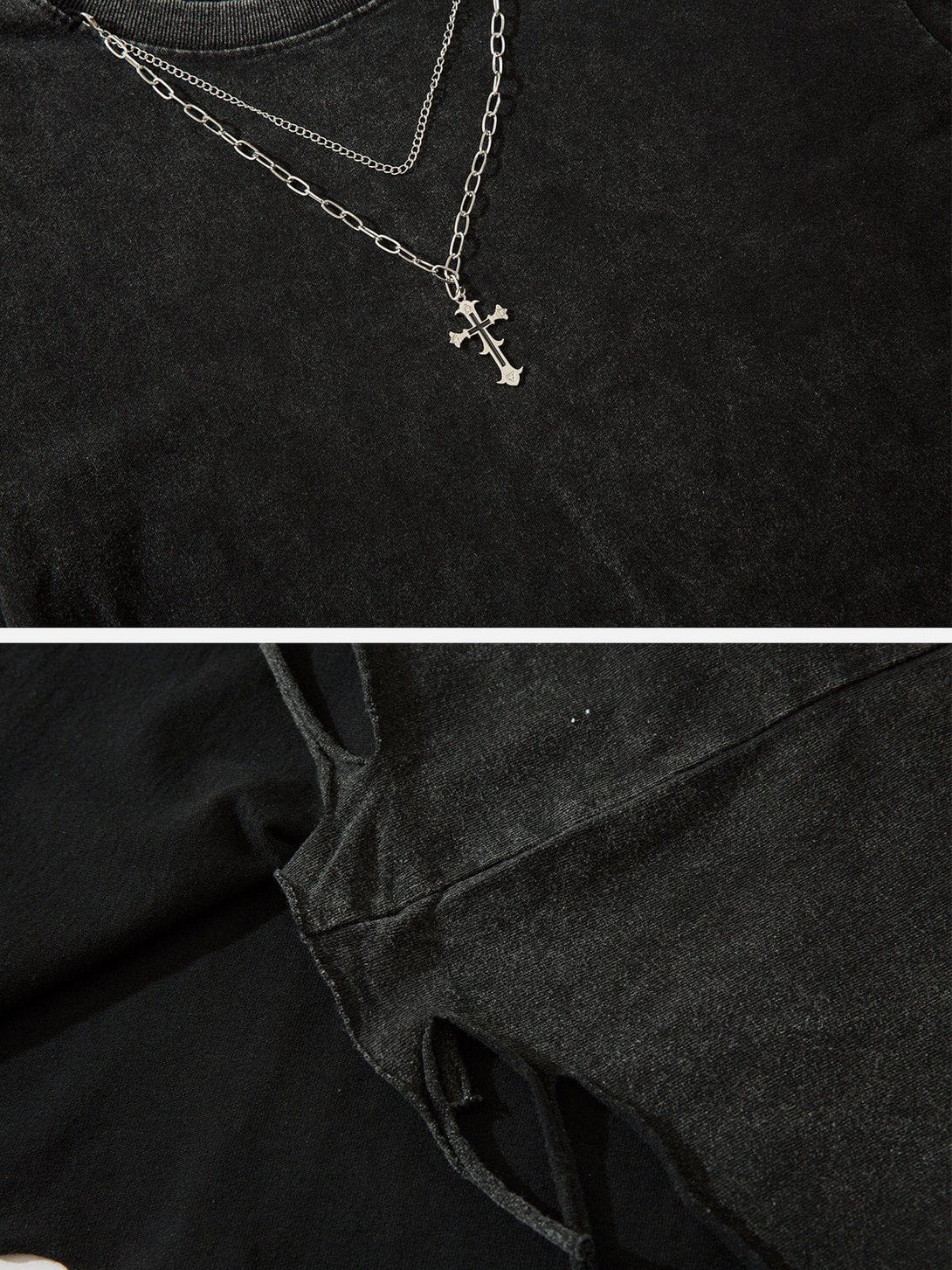 Lacezy - Necklace Broken Holes Tee- Streetwear Fashion - lacezy.com