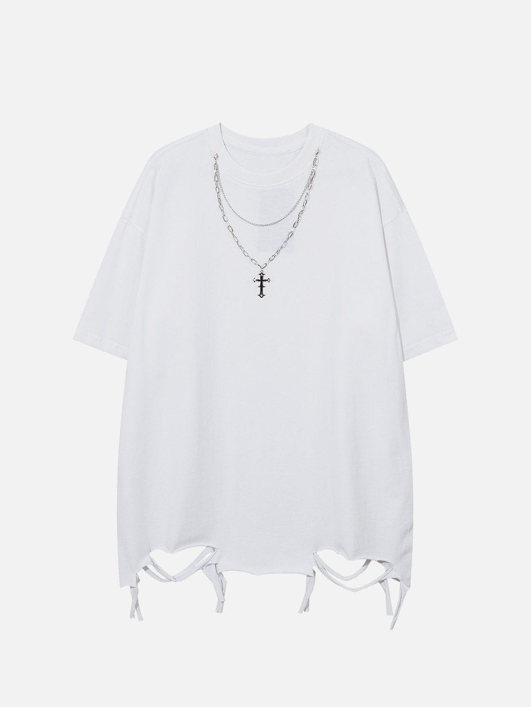 Lacezy - Necklace Broken Holes Tee- Streetwear Fashion - lacezy.com