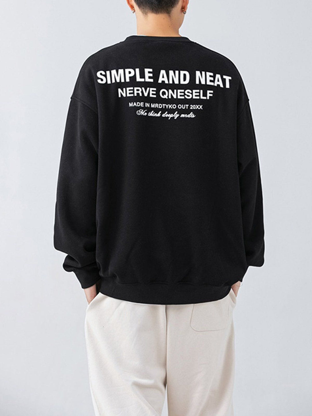 Lacezy - Neckline Stitching Letters Sweatshirt- Streetwear Fashion - lacezy.com