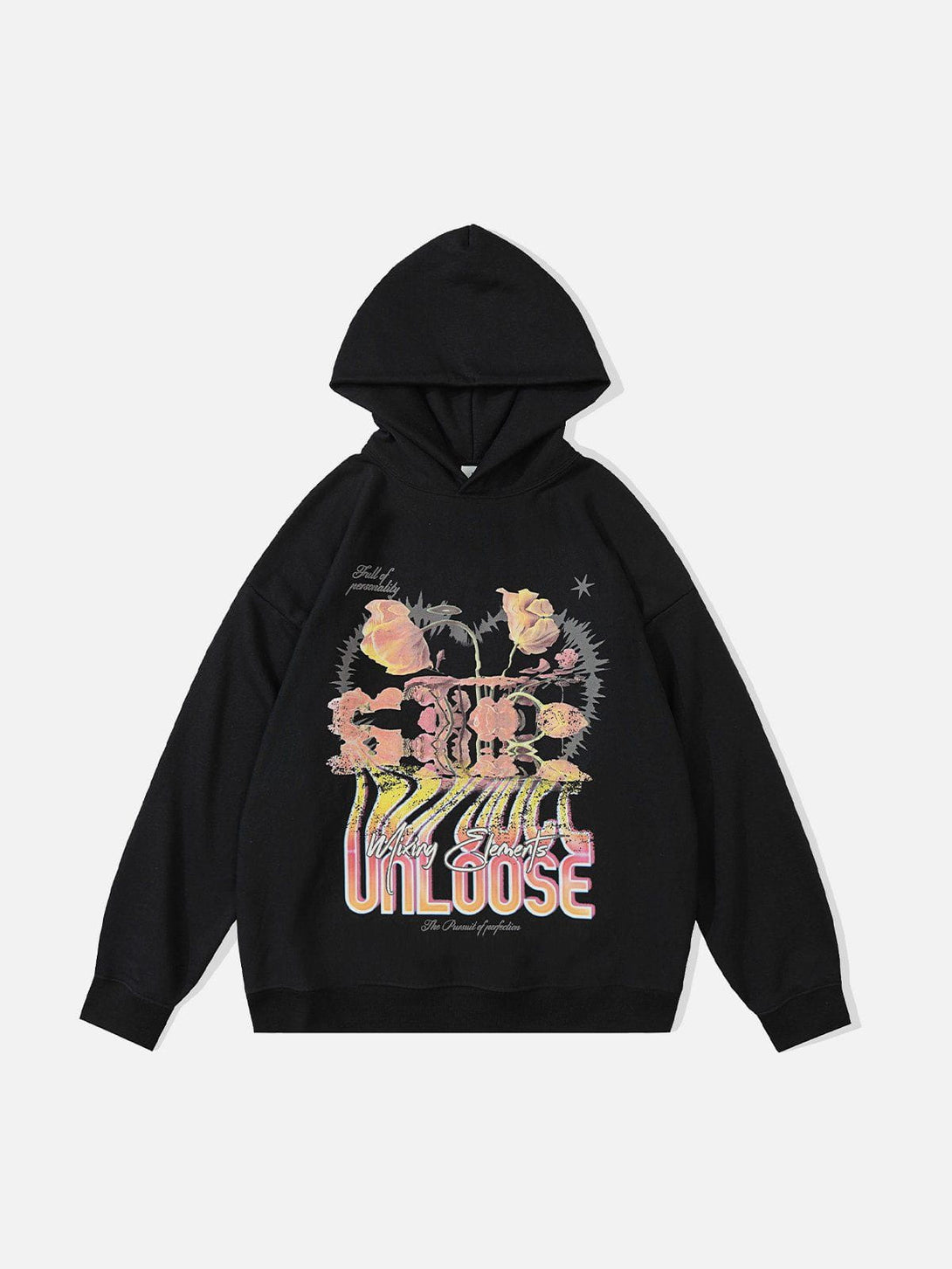 Lacezy - Neon Garden Print Hoodie- Streetwear Fashion - lacezy.com