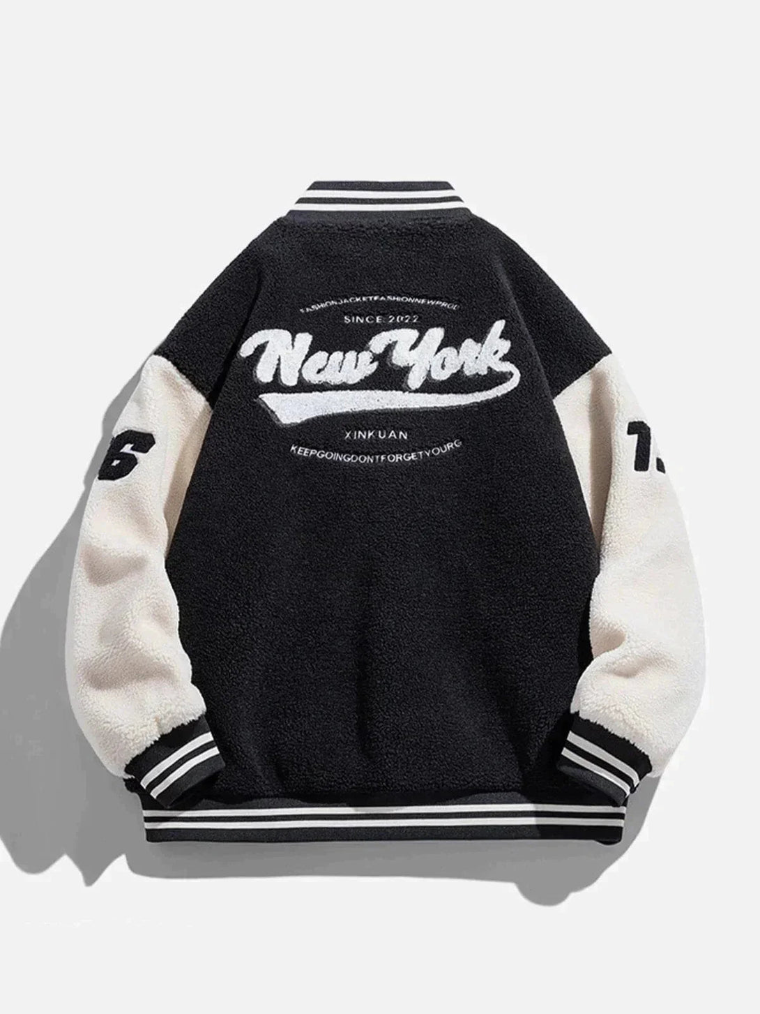 Lacezy - New York Sherpa Varsity Jacket- Streetwear Fashion - lacezy.com