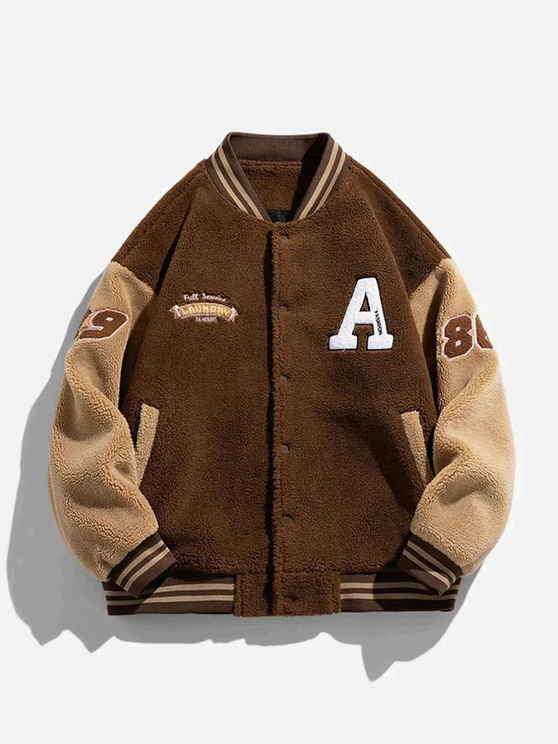 Lacezy - New York Sherpa Varsity Jacket- Streetwear Fashion - lacezy.com