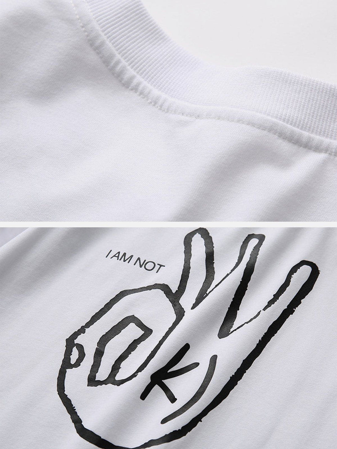 Lacezy - OK Gesture Print Tee- Streetwear Fashion - lacezy.com