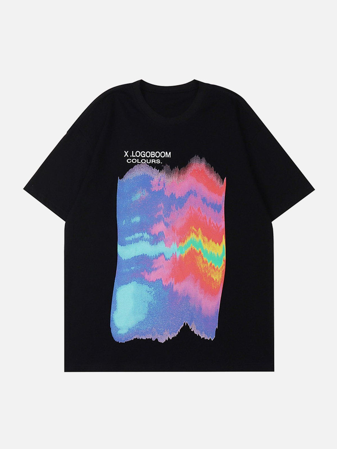 Lacezy - Oil Painting Rainbow Print Tee- Streetwear Fashion - lacezy.com