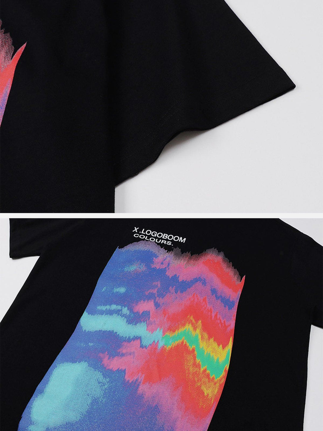 Lacezy - Oil Painting Rainbow Print Tee- Streetwear Fashion - lacezy.com