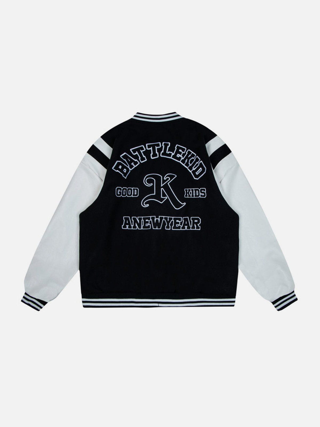 Lacezy - PU Splicing Varsity Jacket- Streetwear Fashion - lacezy.com