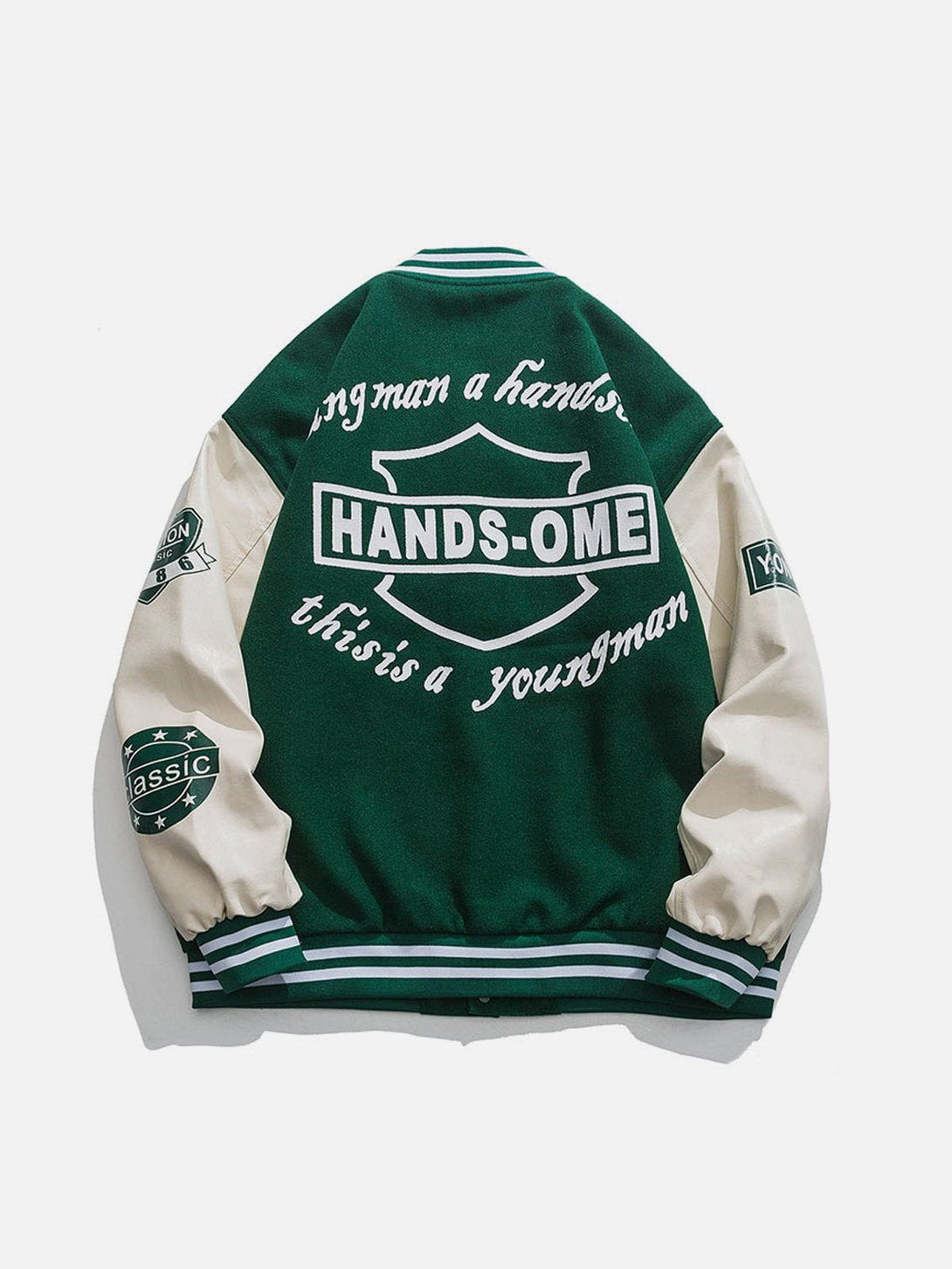 Lacezy - PU Splicing Varsity Jacket- Streetwear Fashion - lacezy.com