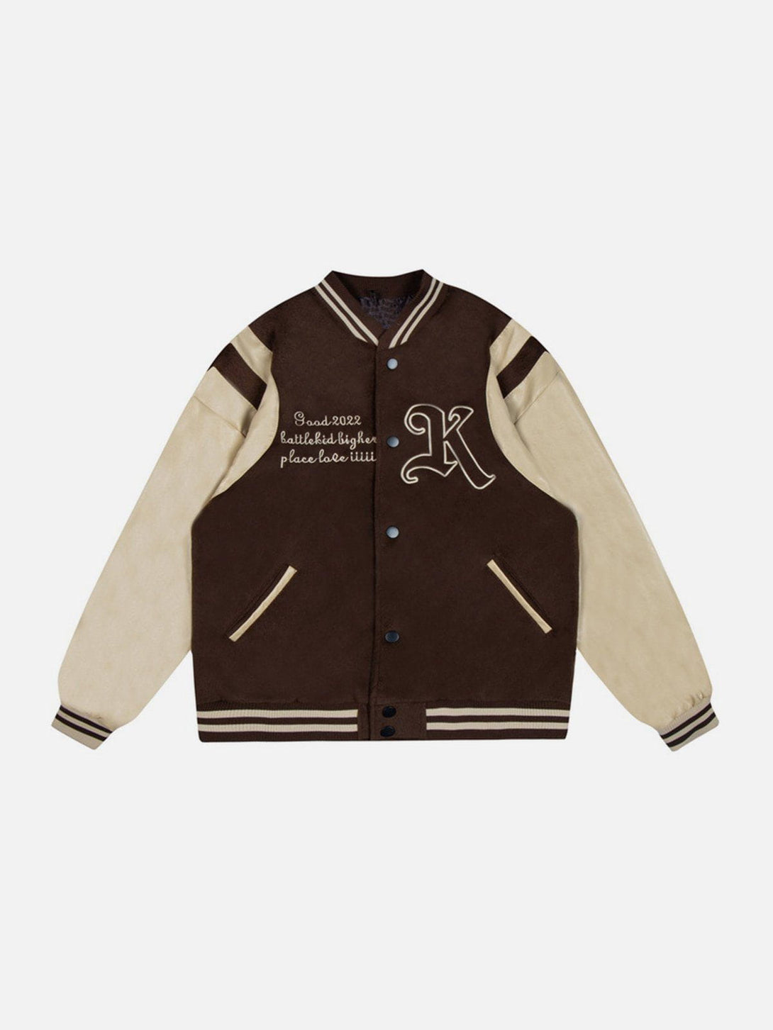 Lacezy - PU Splicing Varsity Jacket- Streetwear Fashion - lacezy.com