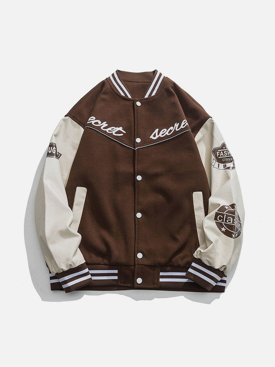 Lacezy - PU Splicing Varsity Jacket- Streetwear Fashion - lacezy.com