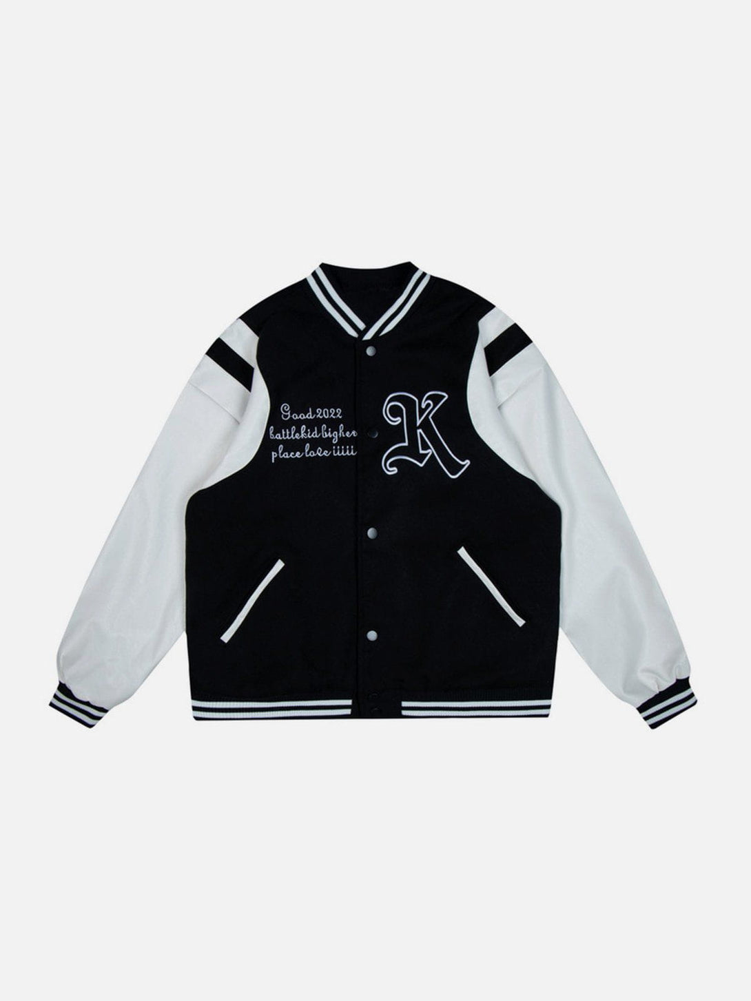 Lacezy - PU Splicing Varsity Jacket- Streetwear Fashion - lacezy.com