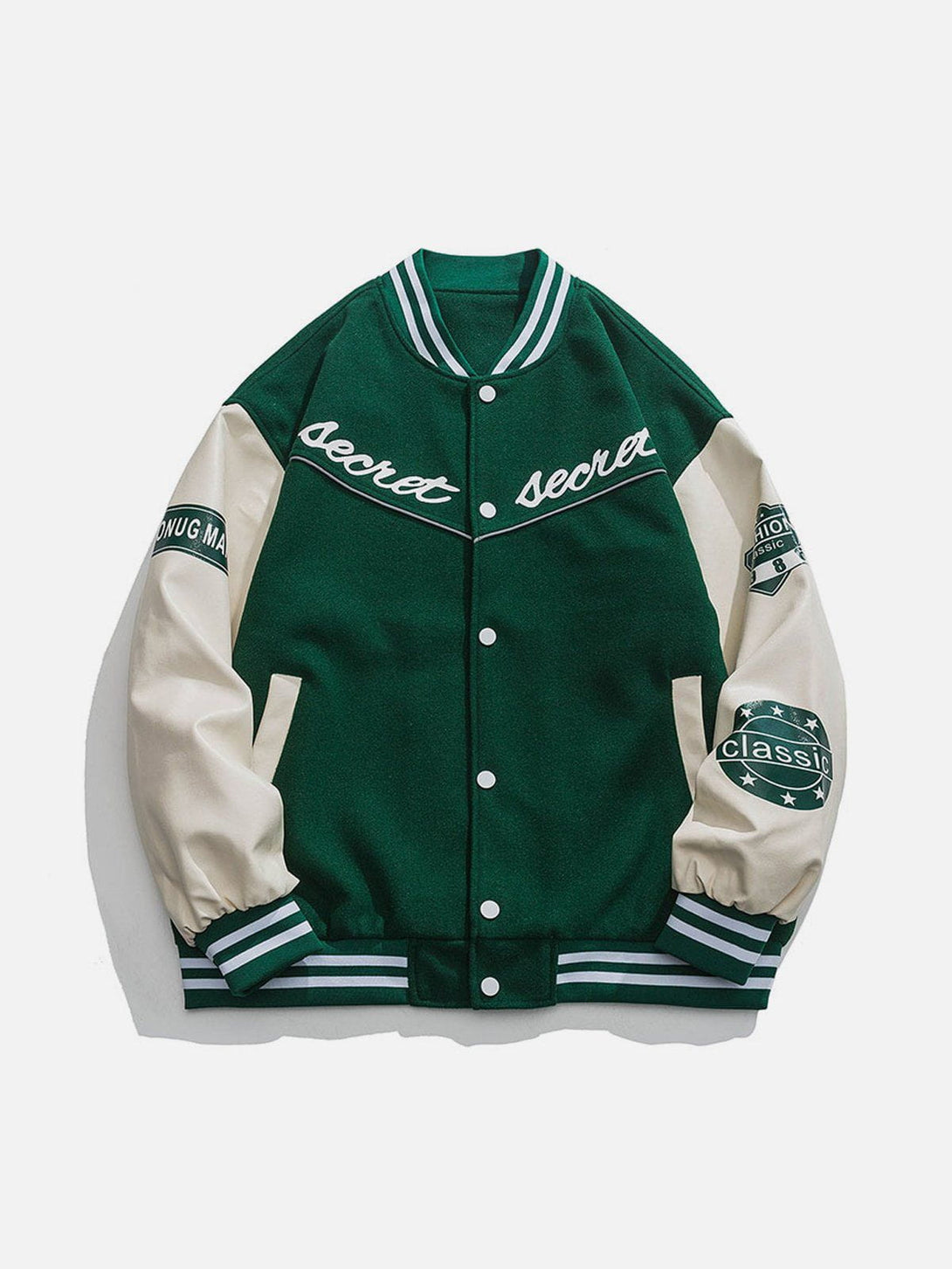 Lacezy - PU Splicing Varsity Jacket- Streetwear Fashion - lacezy.com