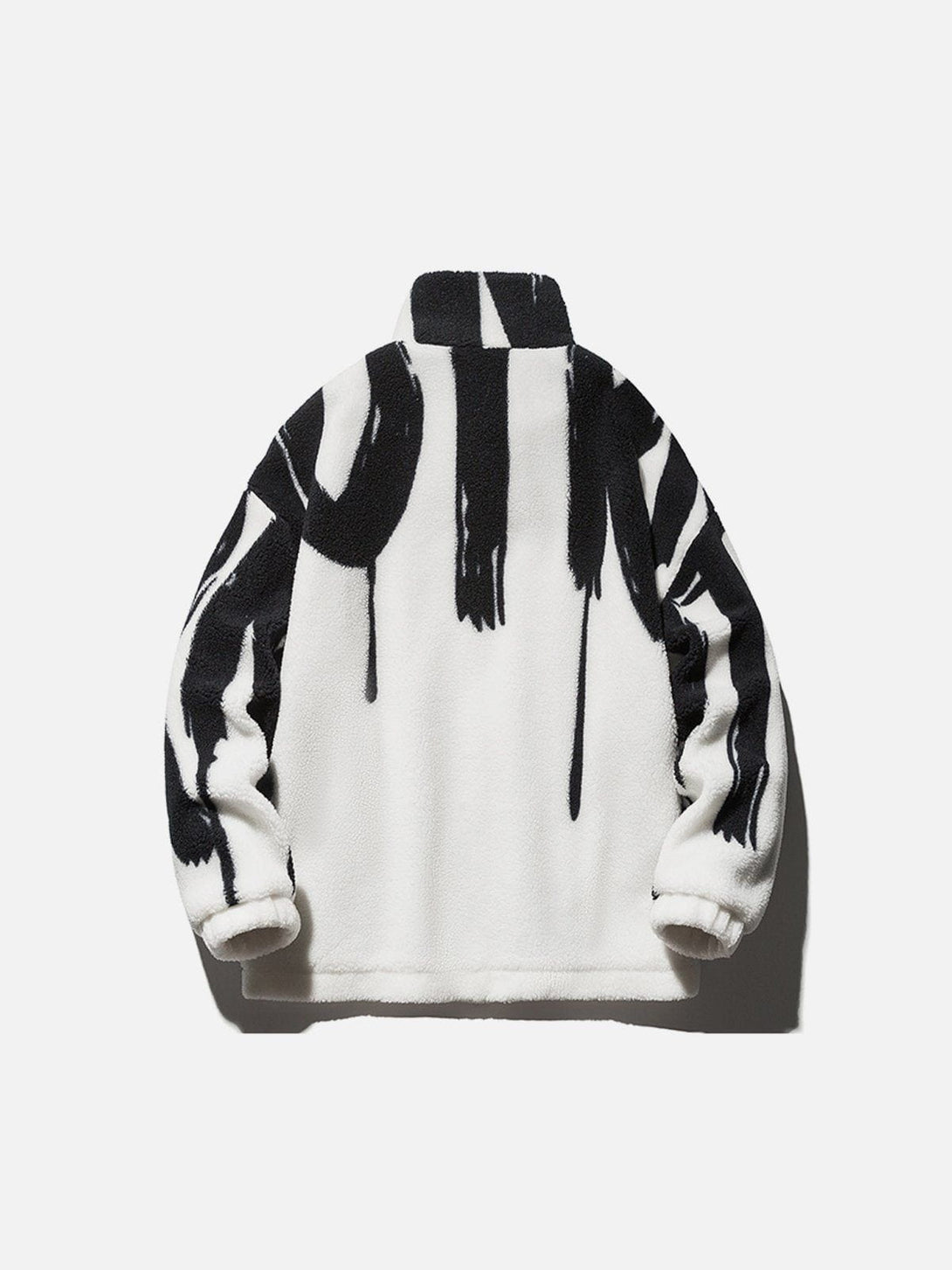 Lacezy - Paint Line Pattern Sherpa Coat- Streetwear Fashion - lacezy.com