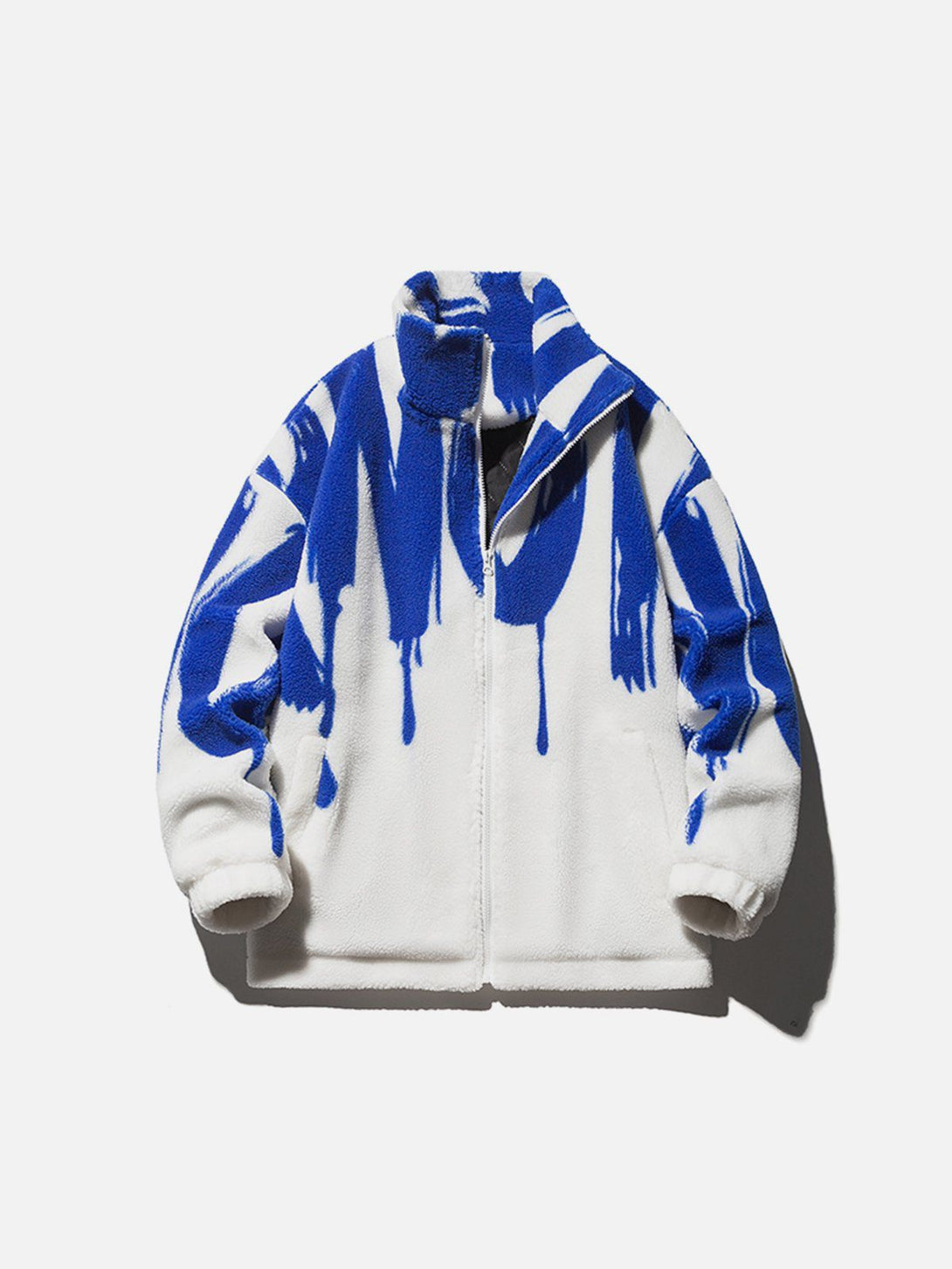 Lacezy - Paint Line Pattern Sherpa Coat- Streetwear Fashion - lacezy.com