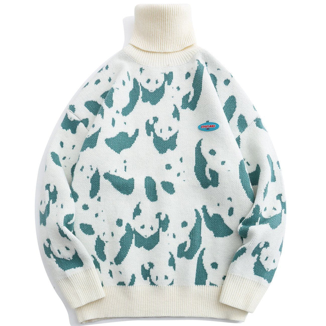 Lacezy - Panda Print Knit Sweater- Streetwear Fashion - lacezy.com