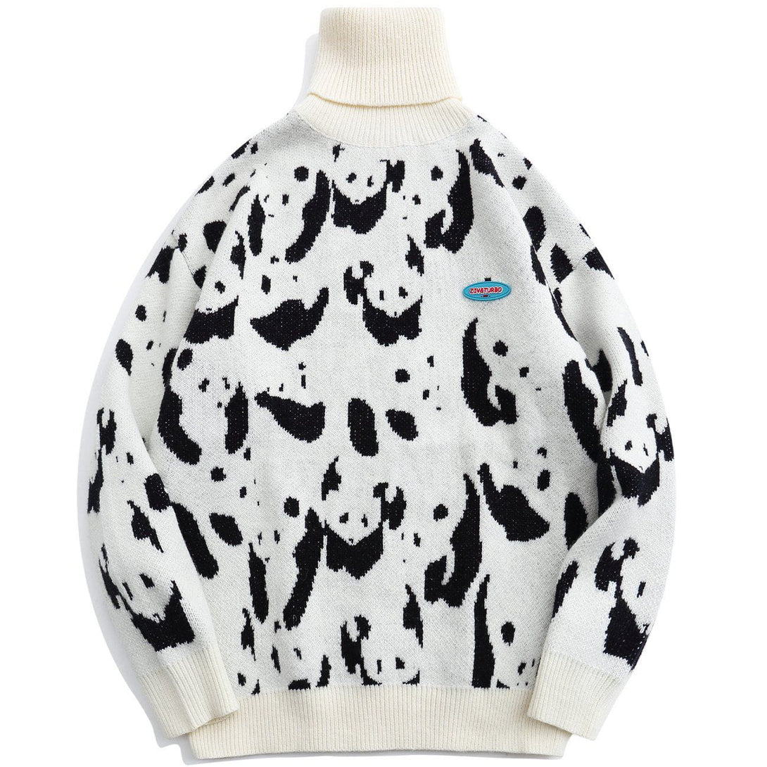 Lacezy - Panda Print Knit Sweater- Streetwear Fashion - lacezy.com