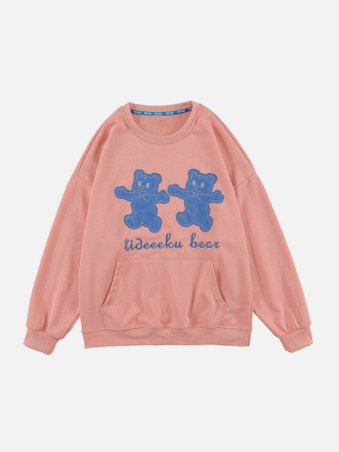 Lacezy - Patch Denim Bear Sweatshirt- Streetwear Fashion - lacezy.com