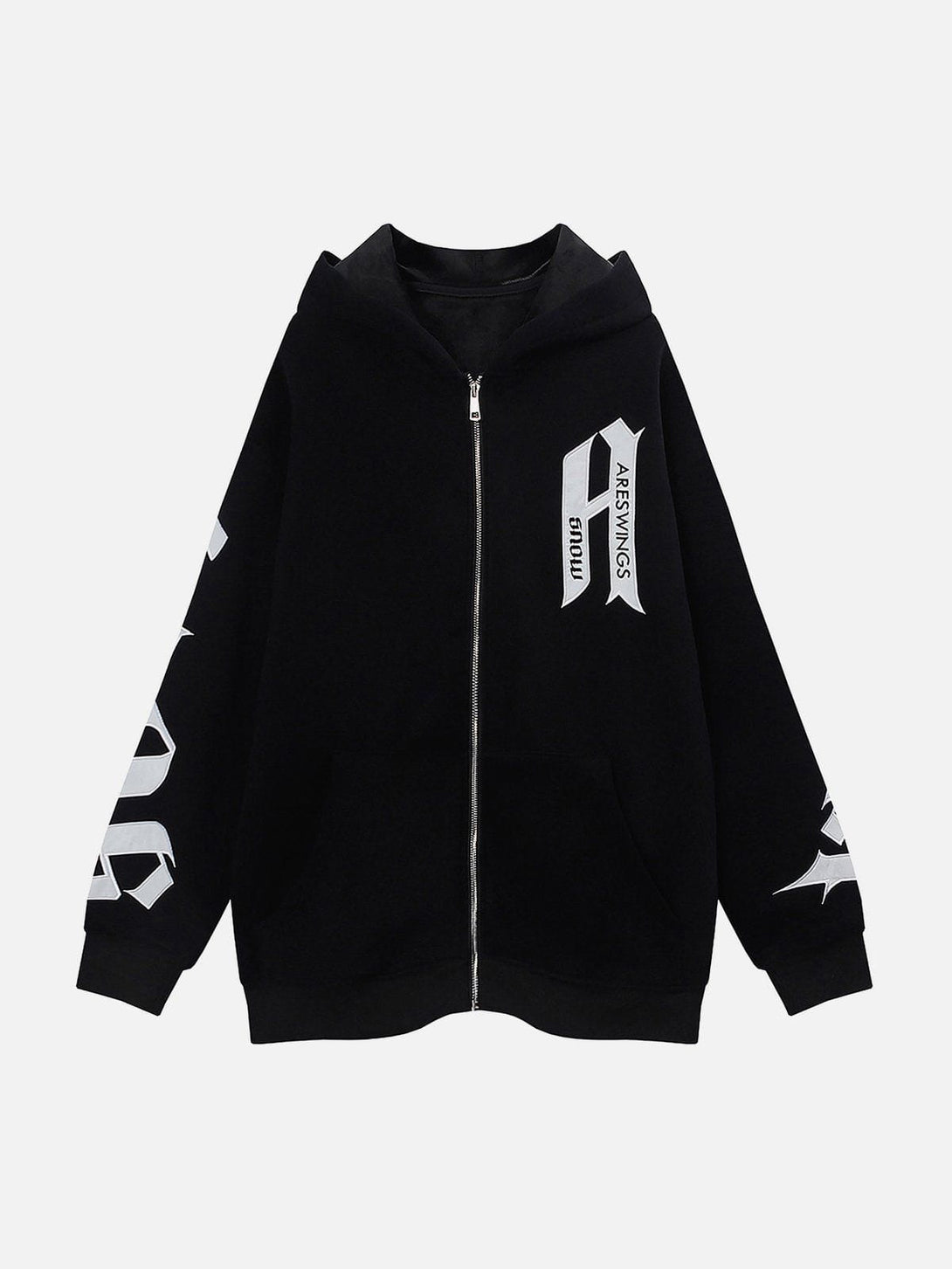 Lacezy - Patch Embroidered ZIP UP Hoodie- Streetwear Fashion - lacezy.com