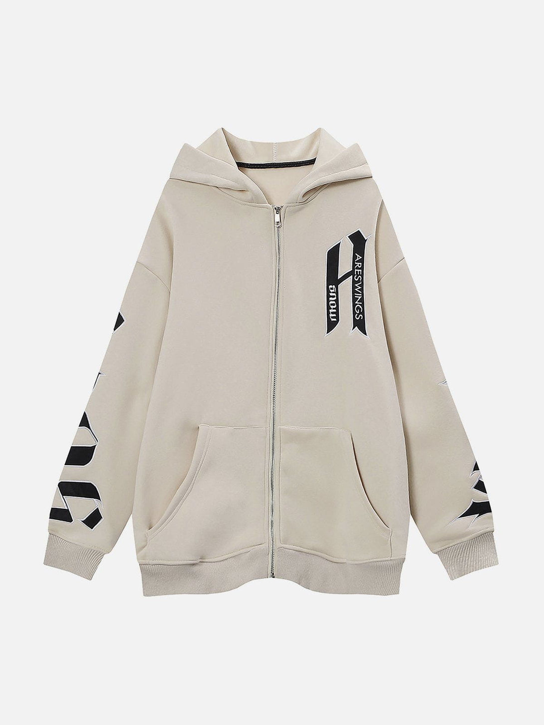 Lacezy - Patch Embroidered ZIP UP Hoodie- Streetwear Fashion - lacezy.com