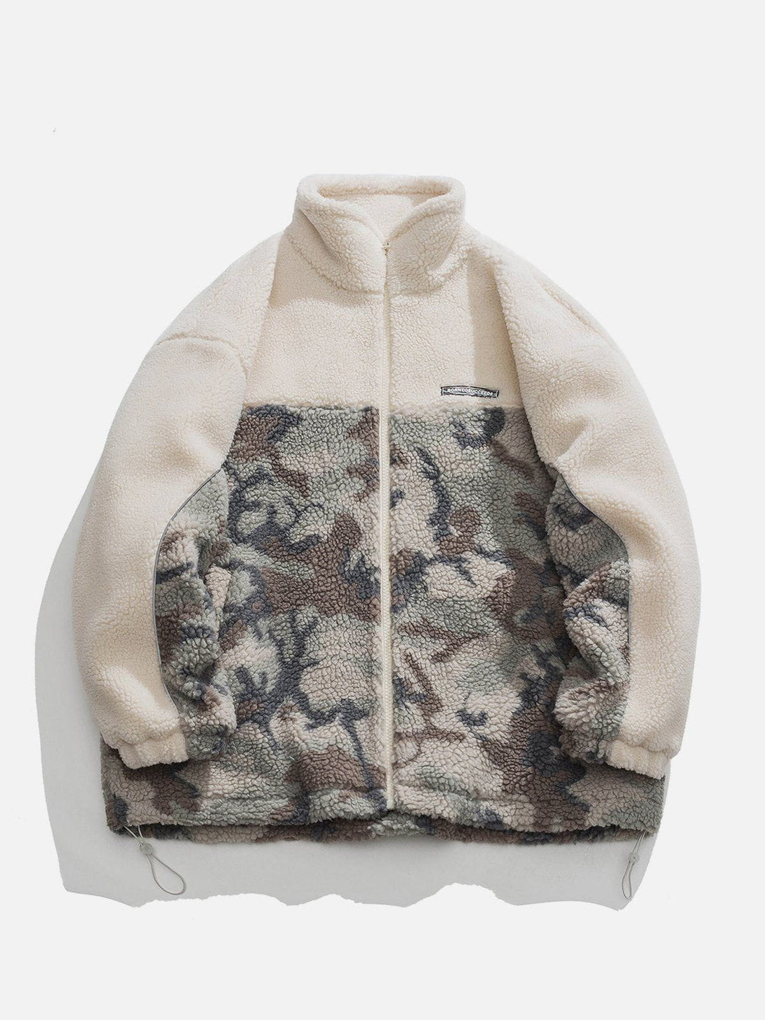 Lacezy - Patchwork Camouflage Sherpa Coat- Streetwear Fashion - lacezy.com