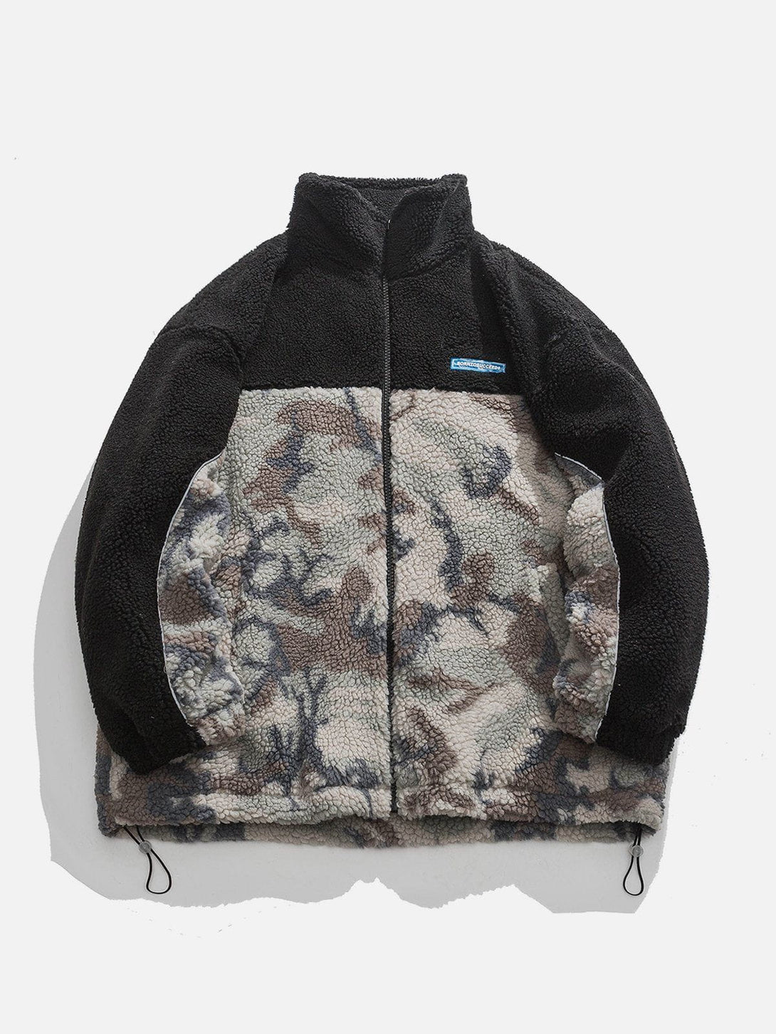 Lacezy - Patchwork Camouflage Sherpa Coat- Streetwear Fashion - lacezy.com