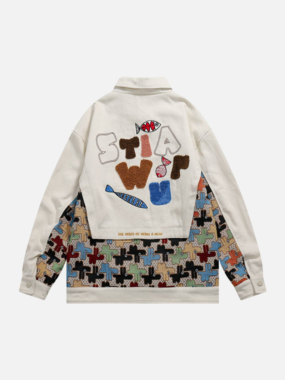 Lacezy - Patchwork Cartoon Print Jacket- Streetwear Fashion - lacezy.com