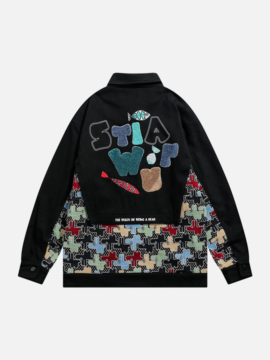 Lacezy - Patchwork Cartoon Print Jacket- Streetwear Fashion - lacezy.com