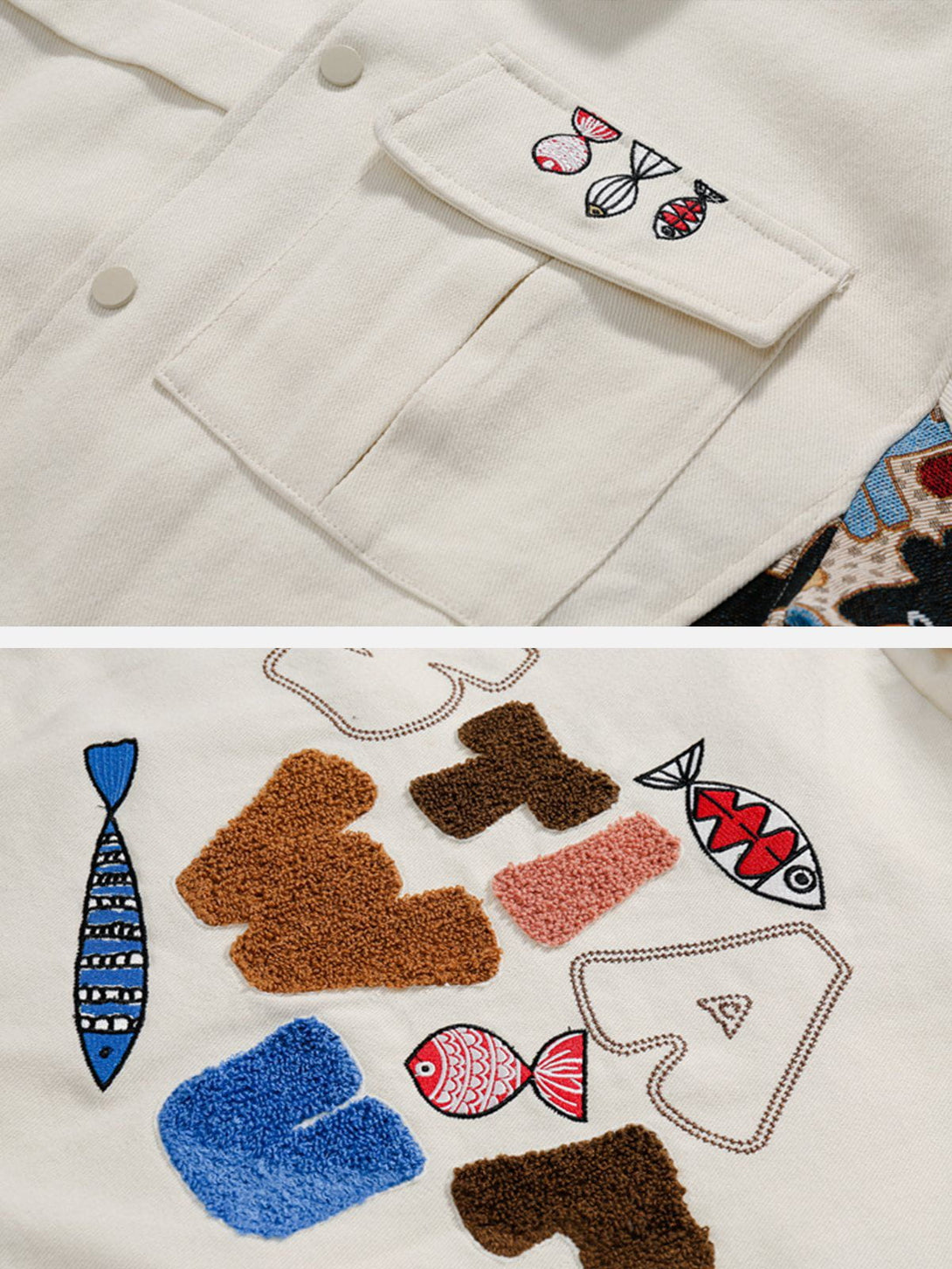 Lacezy - Patchwork Cartoon Print Jacket- Streetwear Fashion - lacezy.com