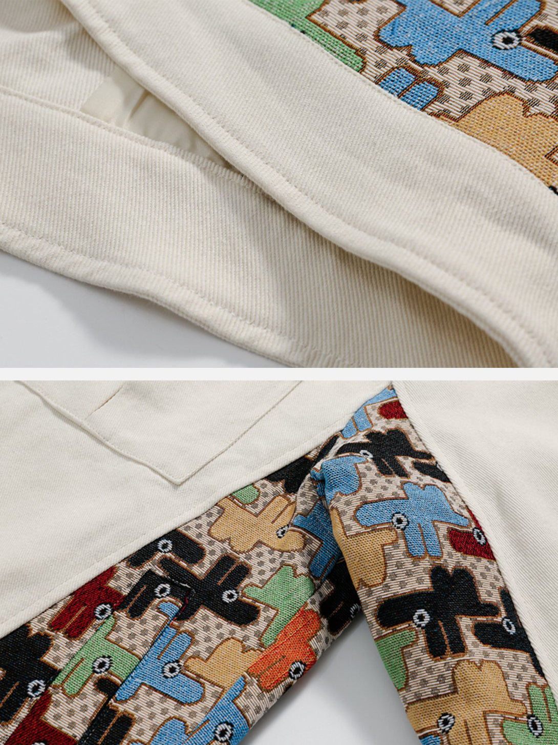 Lacezy - Patchwork Cartoon Print Jacket- Streetwear Fashion - lacezy.com