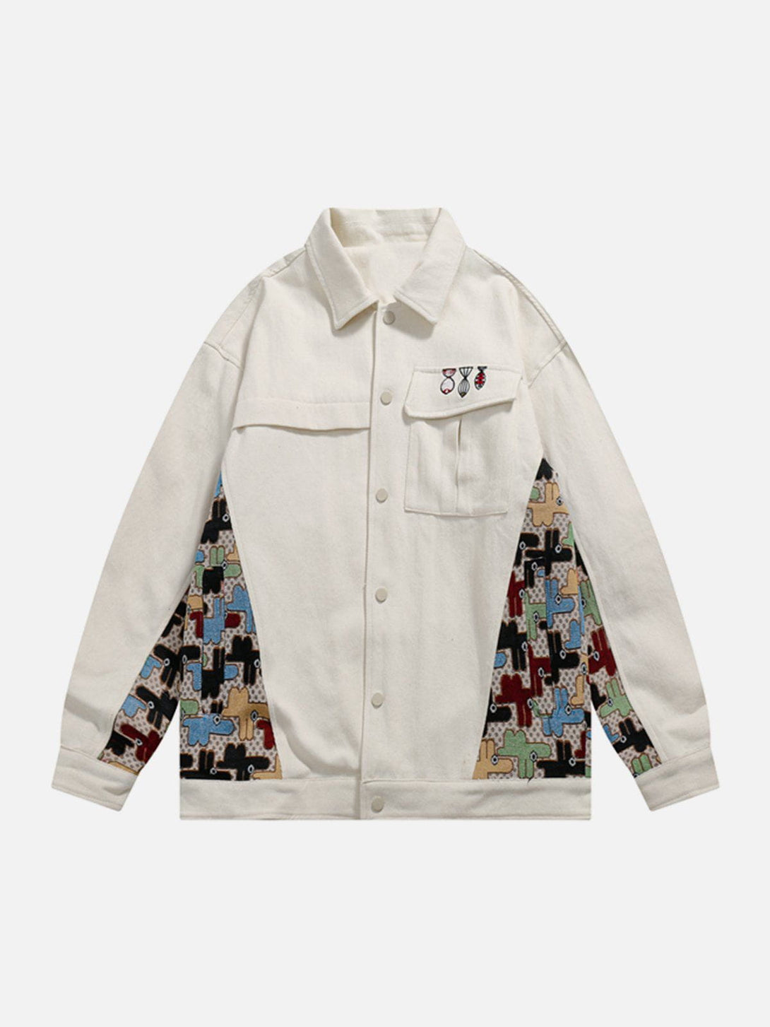 Lacezy - Patchwork Cartoon Print Jacket- Streetwear Fashion - lacezy.com