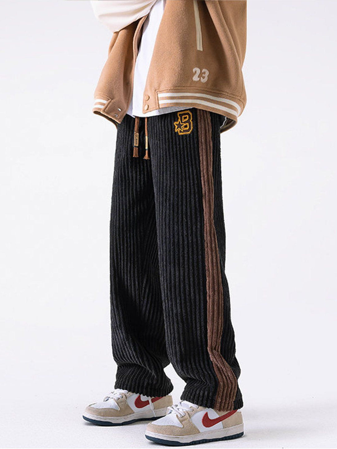 Lacezy - Patchwork Corduroy Sweatpants- Streetwear Fashion - lacezy.com