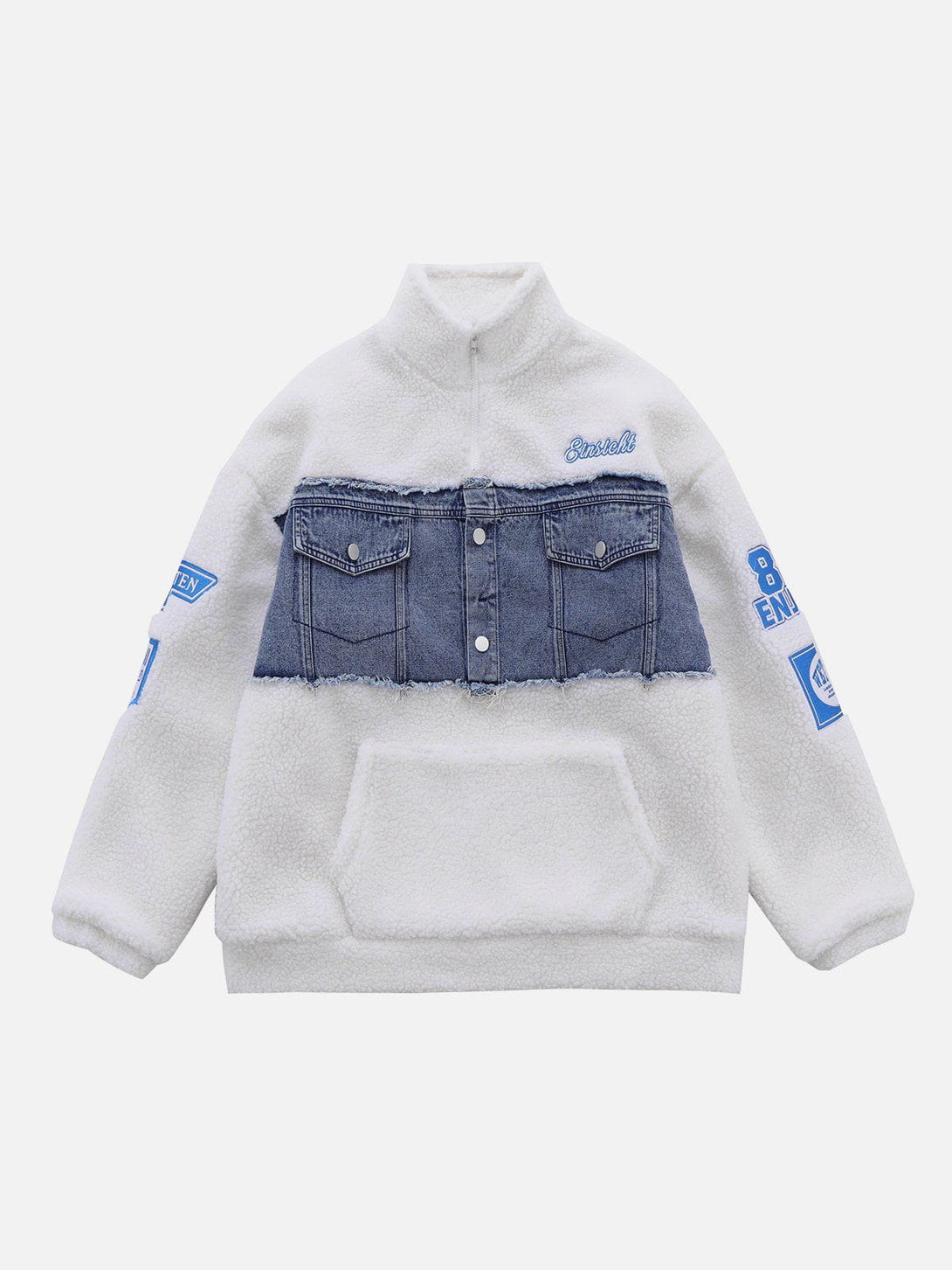 Lacezy - Patchwork Denim Winter Coat- Streetwear Fashion - lacezy.com