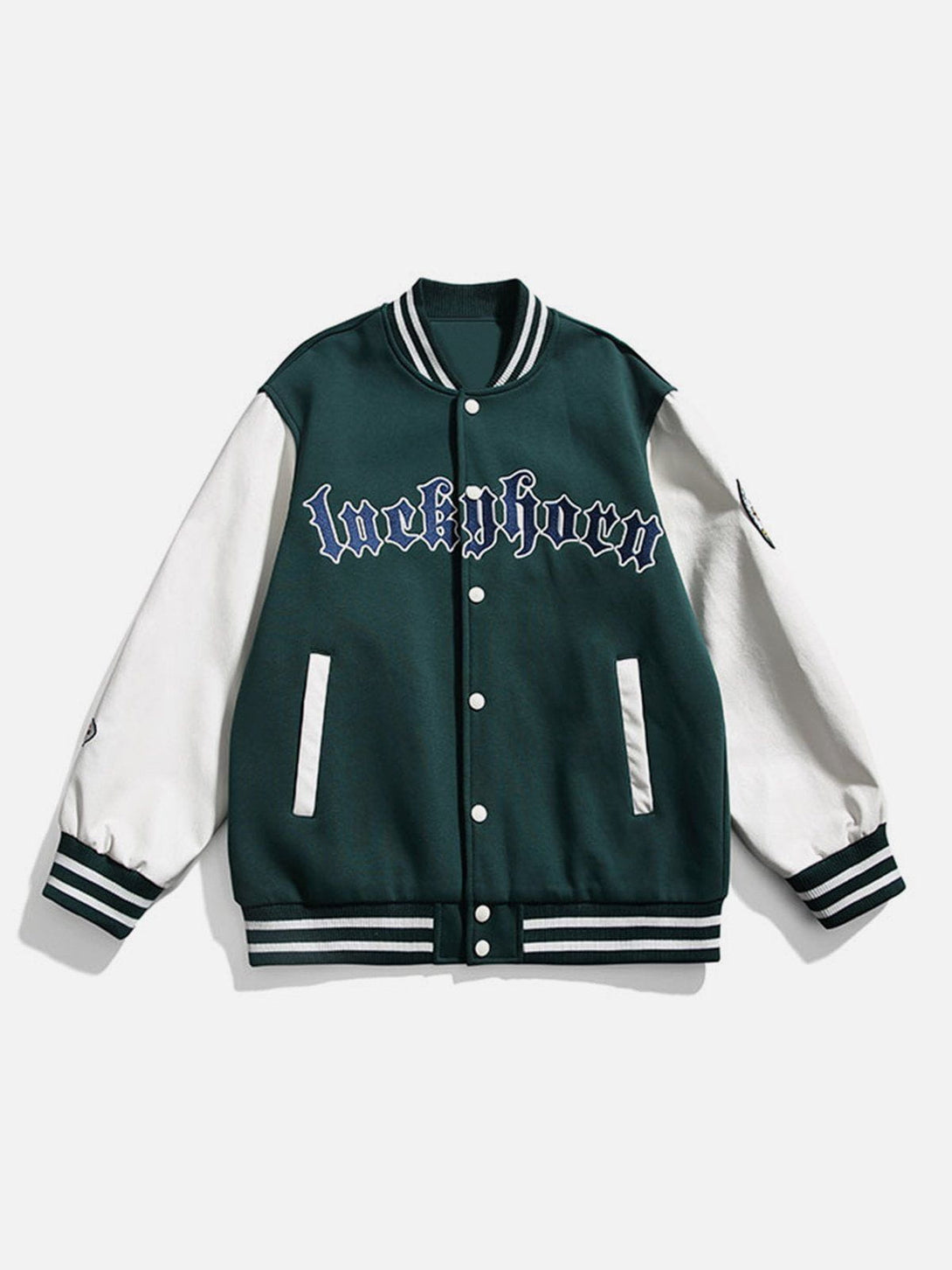 Lacezy - Patchwork "Luckyhorn" Varsity Jackets- Streetwear Fashion - lacezy.com