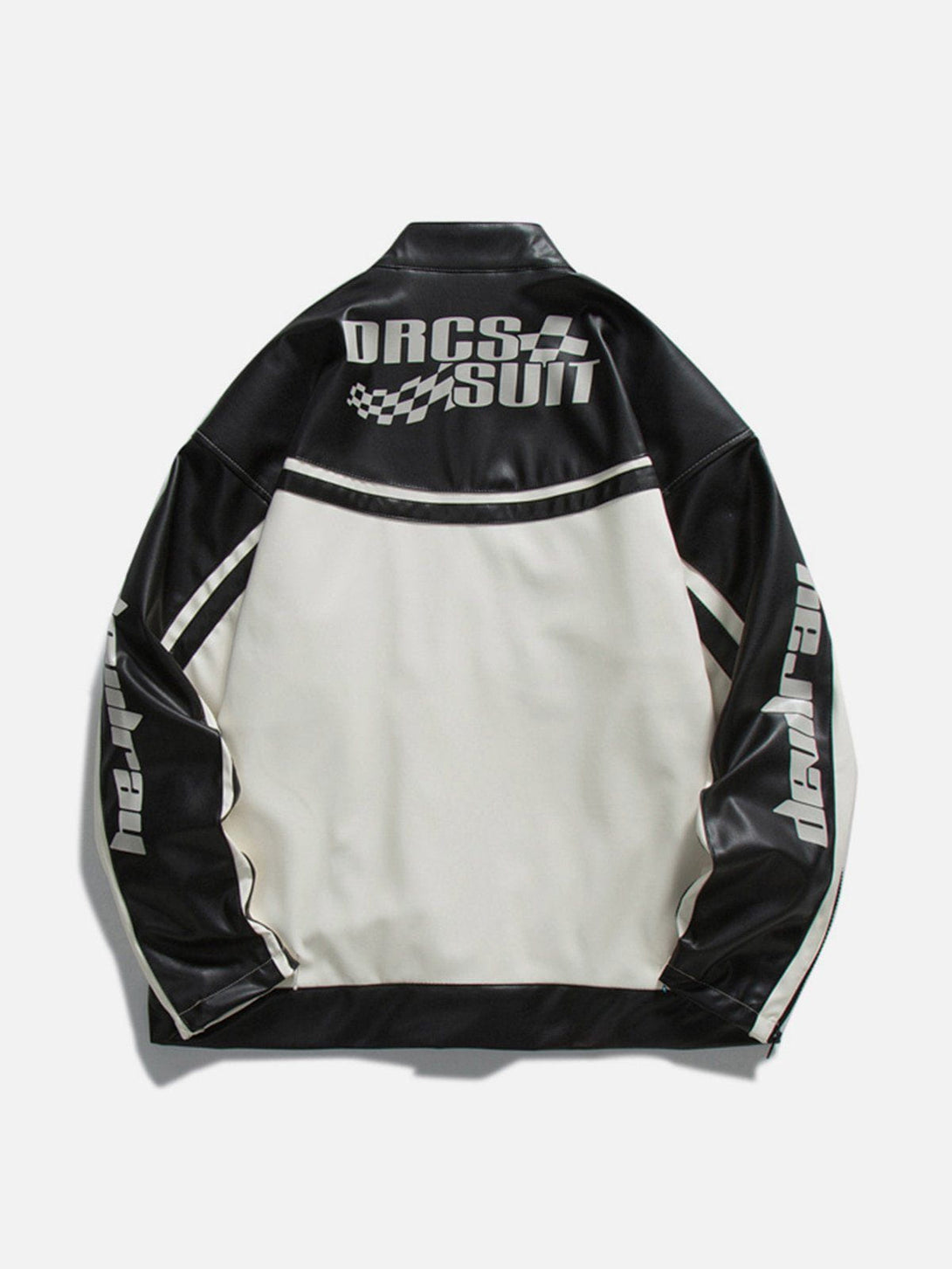 Lacezy - Patchwork PU Motorcycle Jacket- Streetwear Fashion - lacezy.com