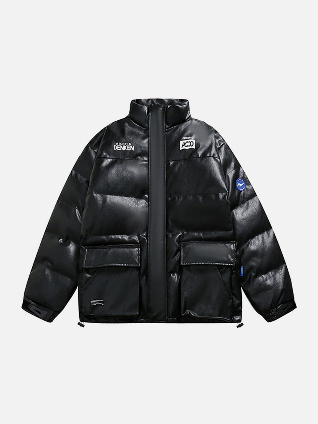 Lacezy - Patchwork PU Winter Coat- Streetwear Fashion - lacezy.com