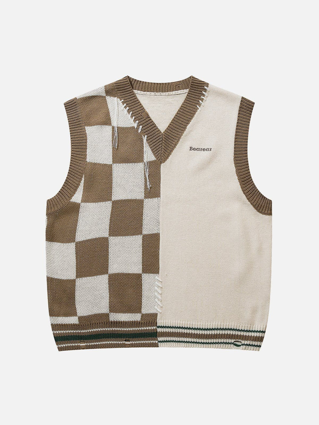 Lacezy - Patchwork Plaid Sweater Vest- Streetwear Fashion - lacezy.com