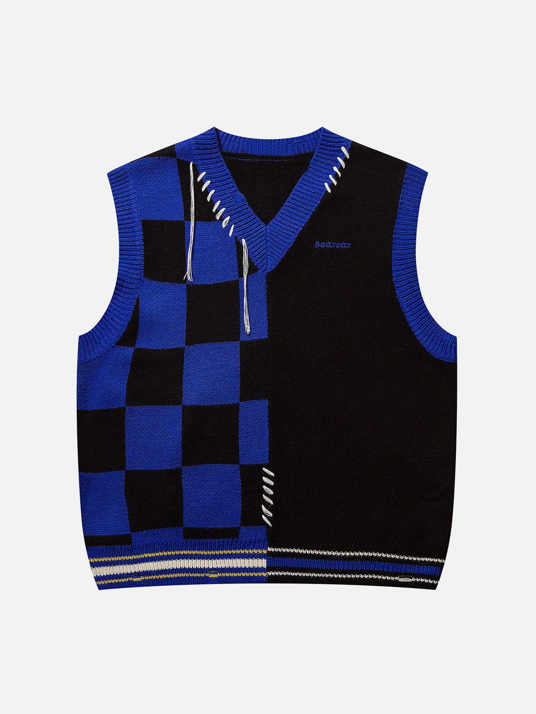 Lacezy - Patchwork Plaid Sweater Vest- Streetwear Fashion - lacezy.com