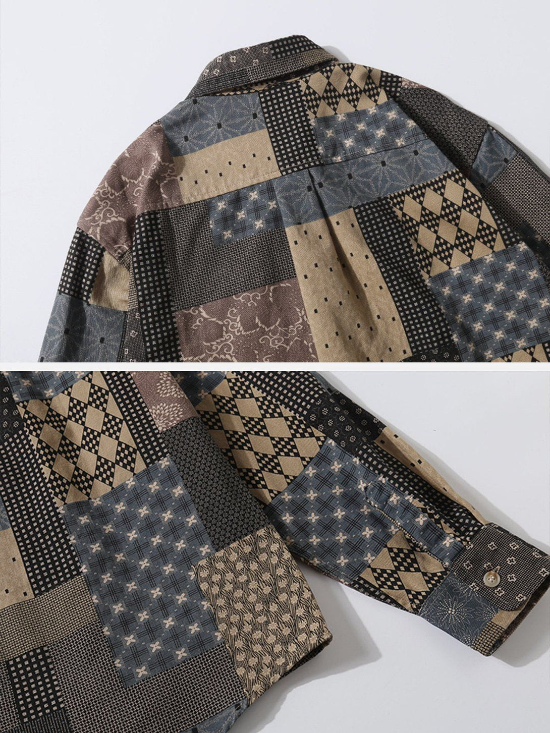 Lacezy - Patchwork Print Shacket- Streetwear Fashion - lacezy.com