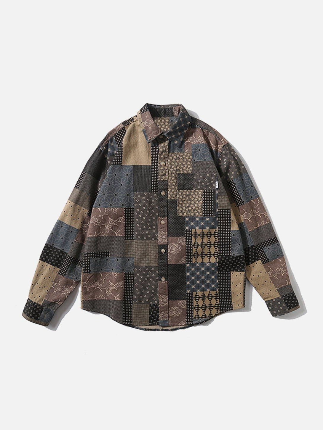 Lacezy - Patchwork Print Shacket- Streetwear Fashion - lacezy.com