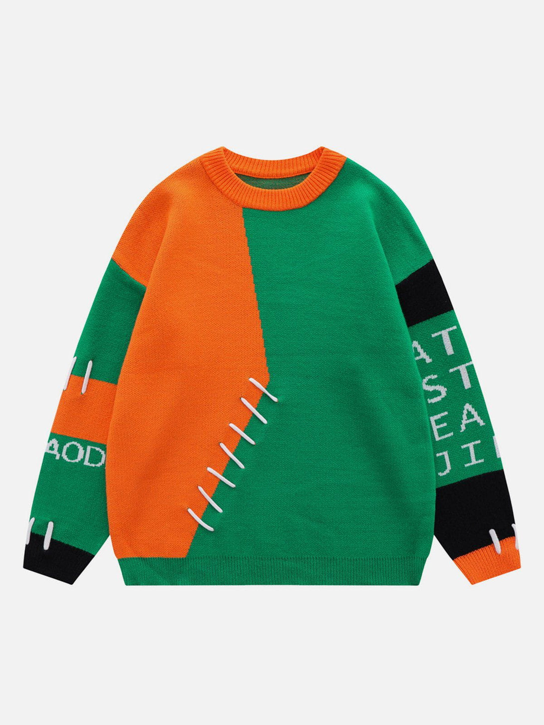 Lacezy - Patchwork Straps Sweater- Streetwear Fashion - lacezy.com