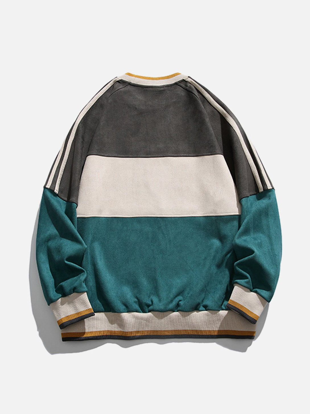 Lacezy - Patchwork Stripe Sleeve Sweatshirt- Streetwear Fashion - lacezy.com