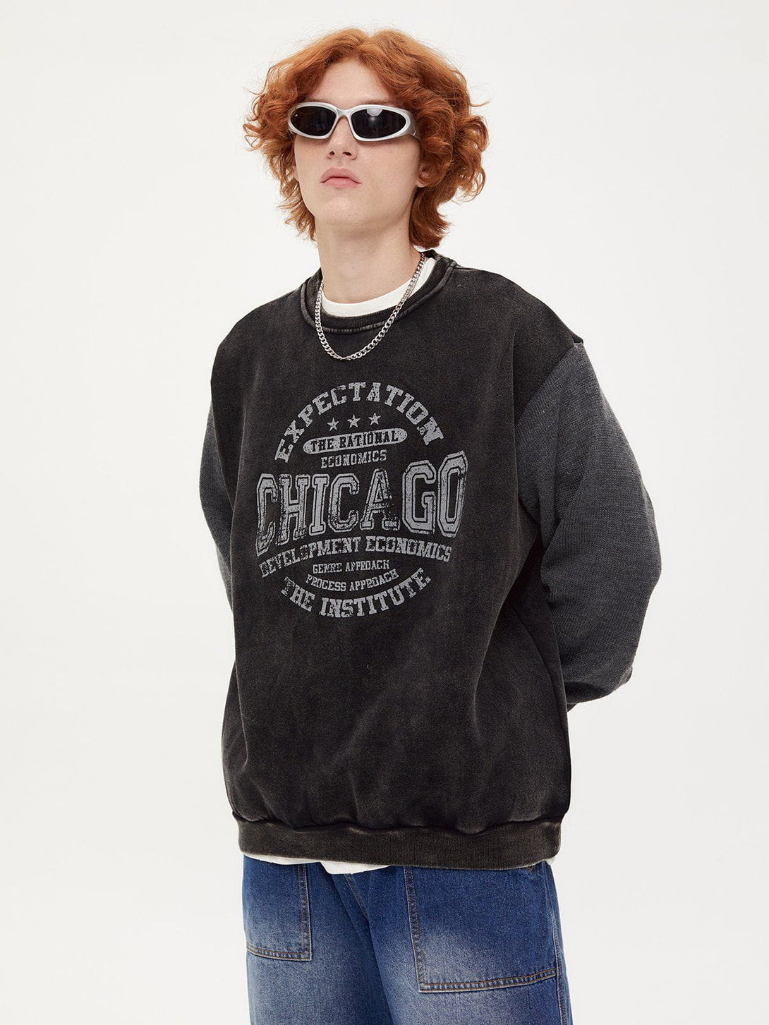 Lacezy - Patchwork Thick Letter Print Sweatshirt- Streetwear Fashion - lacezy.com