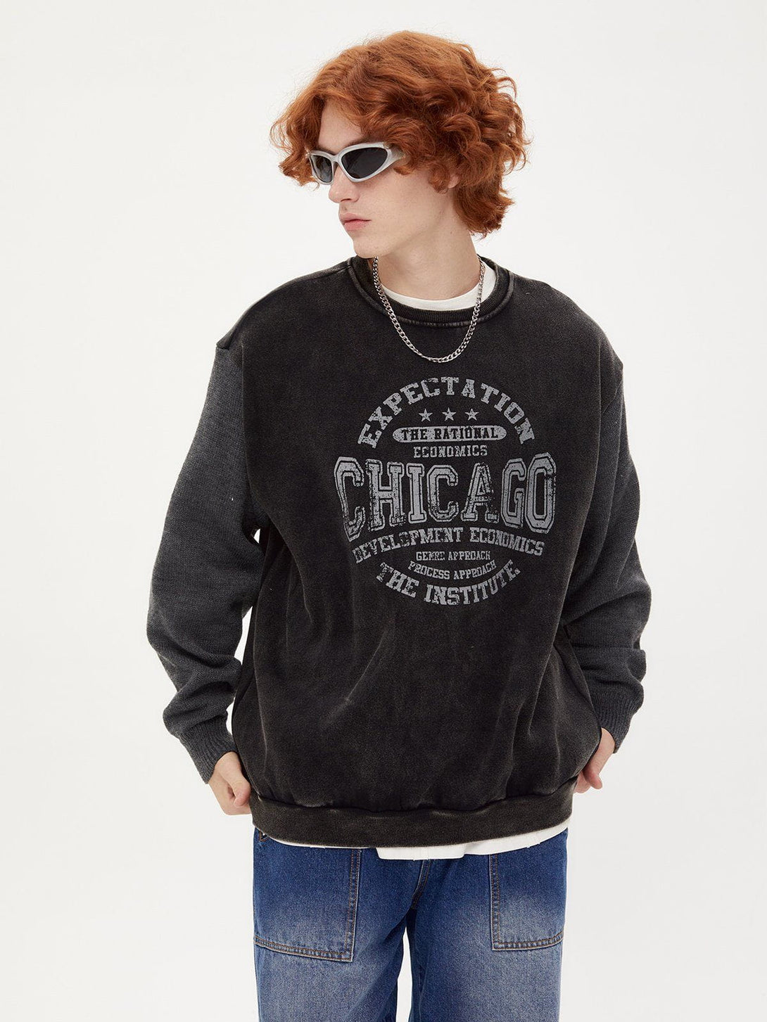 Lacezy - Patchwork Thick Letter Print Sweatshirt- Streetwear Fashion - lacezy.com