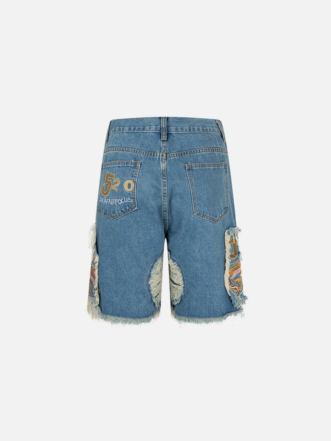 Lacezy - Pattern Embroidery Denim Shorts- Streetwear Fashion - lacezy.com