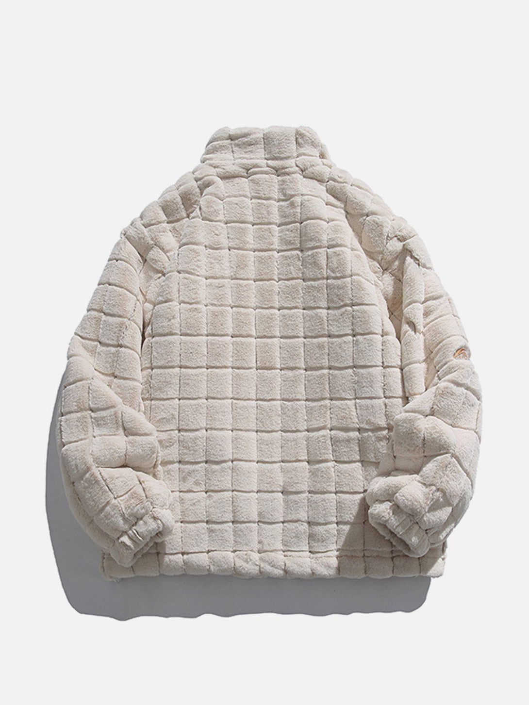 Lacezy - Plaid Embroidery Sherpa Winter Coat- Streetwear Fashion - lacezy.com