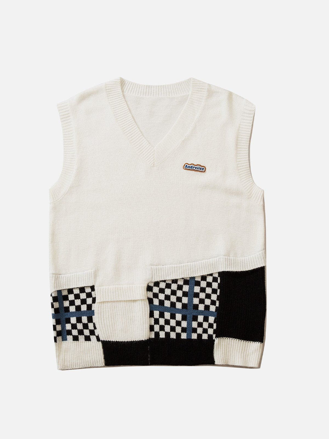 Lacezy - Plaid Patchwork Sweater Vest- Streetwear Fashion - lacezy.com