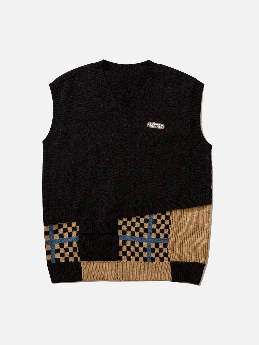 Lacezy - Plaid Patchwork Sweater Vest- Streetwear Fashion - lacezy.com