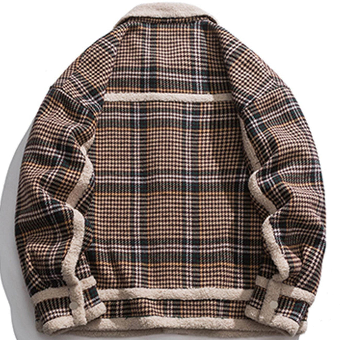 Lacezy - Plaid Sherpa Winter Coat- Streetwear Fashion - lacezy.com