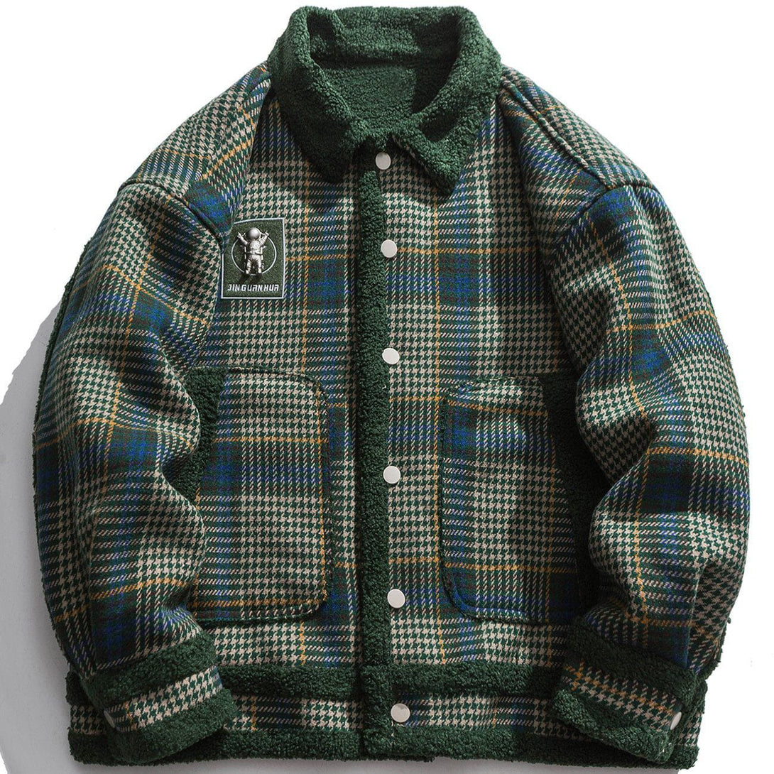 Lacezy - Plaid Sherpa Winter Coat- Streetwear Fashion - lacezy.com