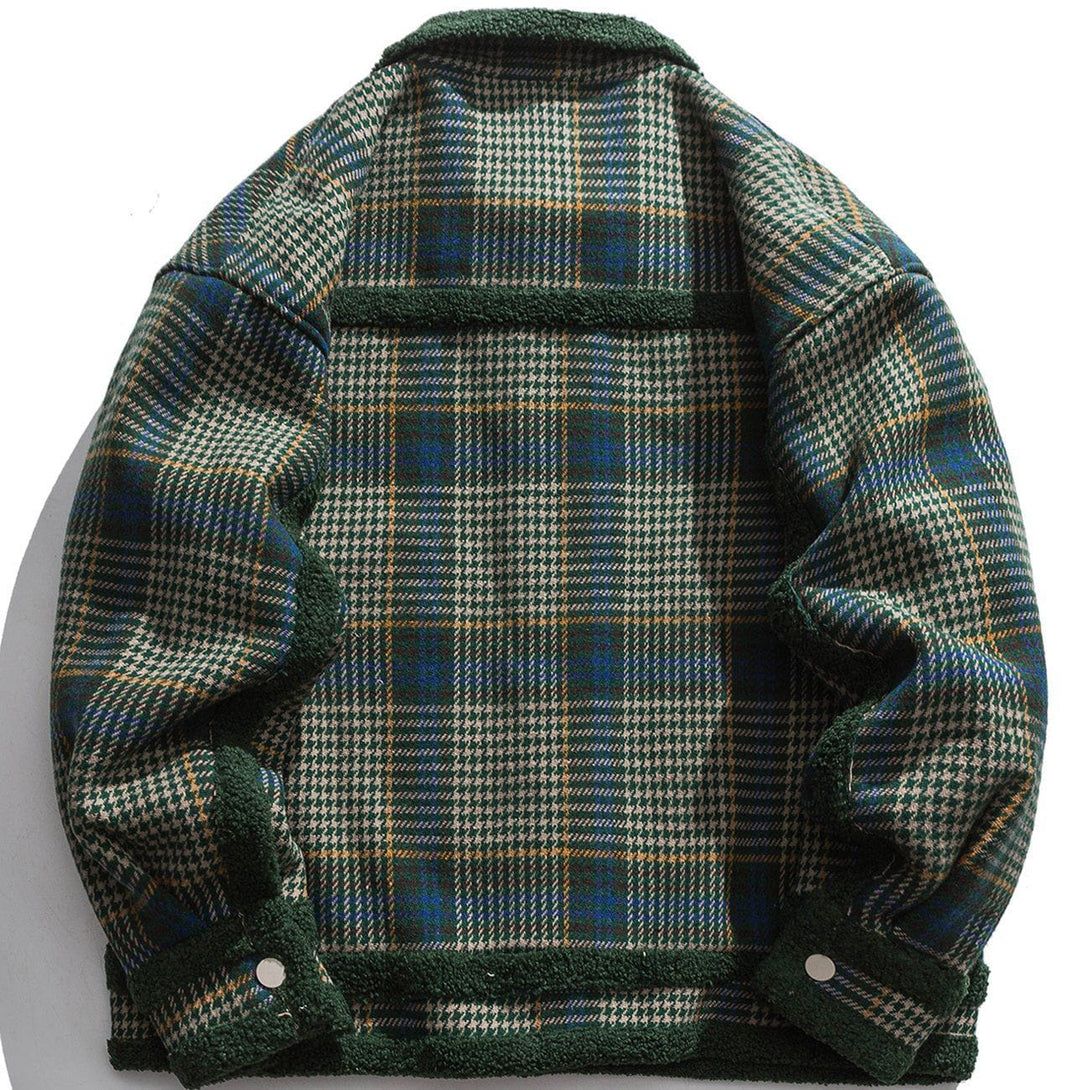 Lacezy - Plaid Sherpa Winter Coat- Streetwear Fashion - lacezy.com